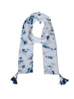 Fashage Blue color Tie-Dye scarves with tassels.