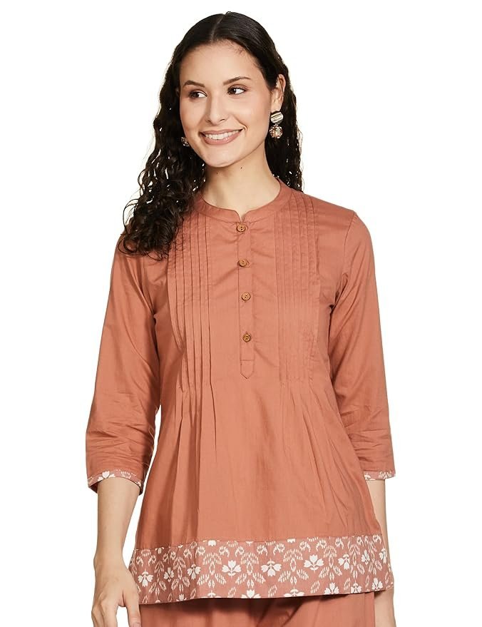 71fQYjvhr4L._SY879_ Women's Printed Straight Cotton Short Kurti - Image 1